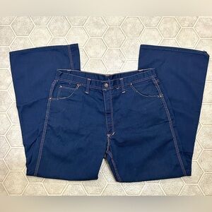 Men’s 33 x 28 1970s Vintage RED SNAP Flared Denim Blue Jeans
